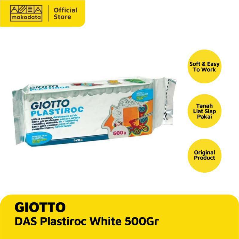 GIOTTO Plastiroc - Pan De 500 G De Plastilina Autoendurecible Blanca - Pasta Mineral Para Modelar Y Decorar (Secado Al Aire)