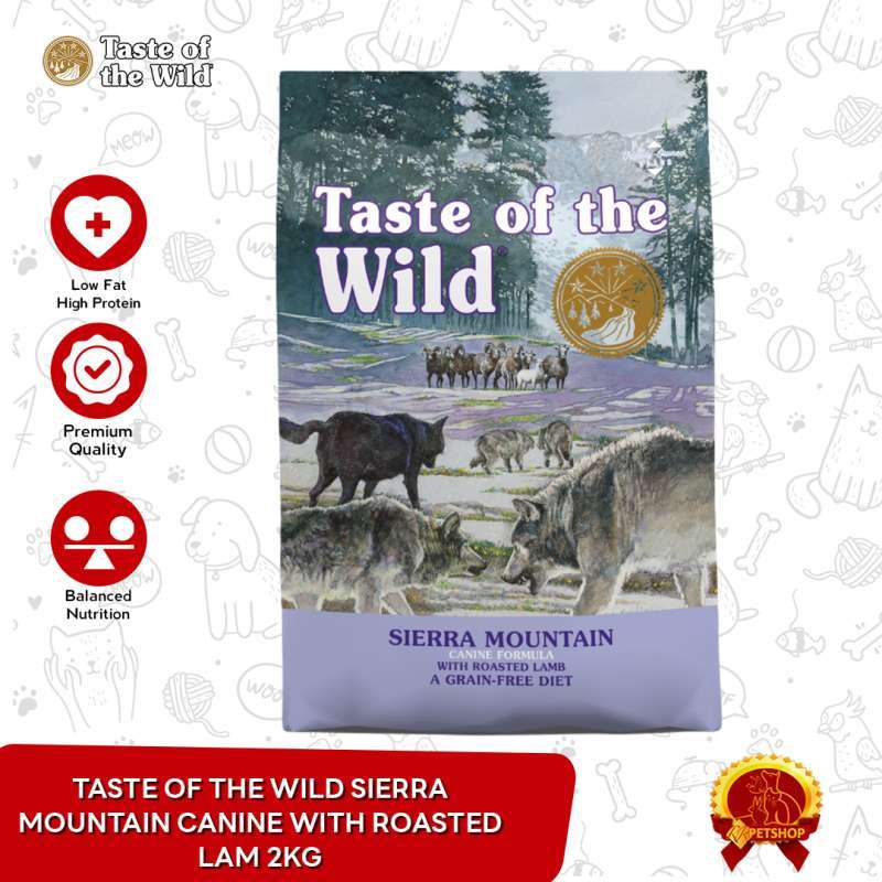 Taste of the Wild Sierra Mountain Canine Recipe Roasted Lamb Grain Free Dog  Dry Food Makanan Anjing 2kg