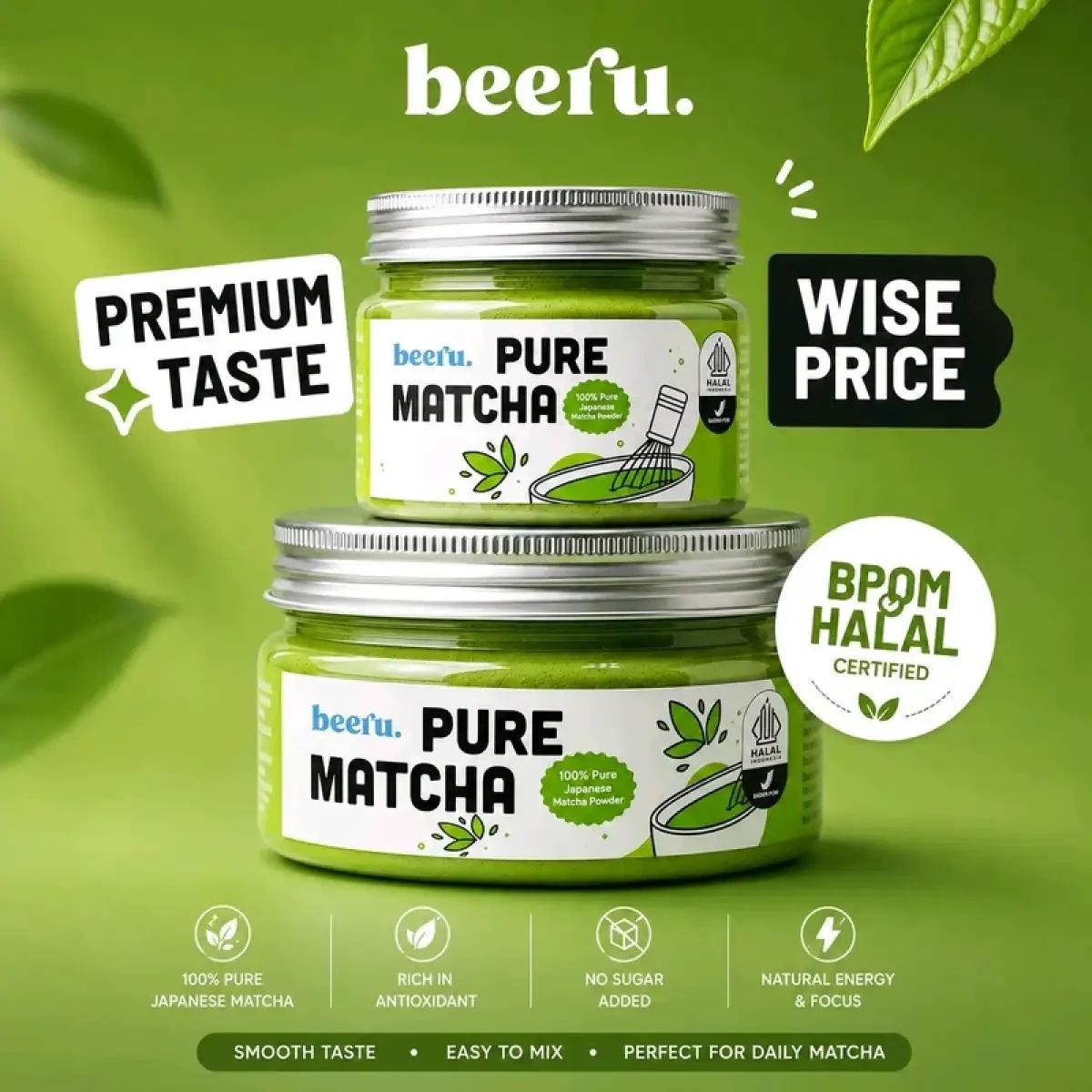 jual glutathione jepang Beeru Pure Matcha Powder 100% Bubuk Matcha Premium Japan Glutathione 1500mg - Transforma bac organizer bundle:Buy 1