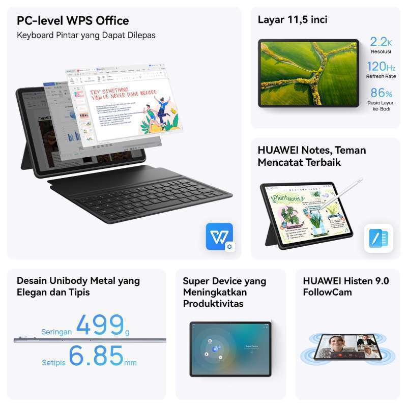 Promo HUAWEI Matepad 11.5-inch Tablet | Pc-level Wps Office | Keyboard ...