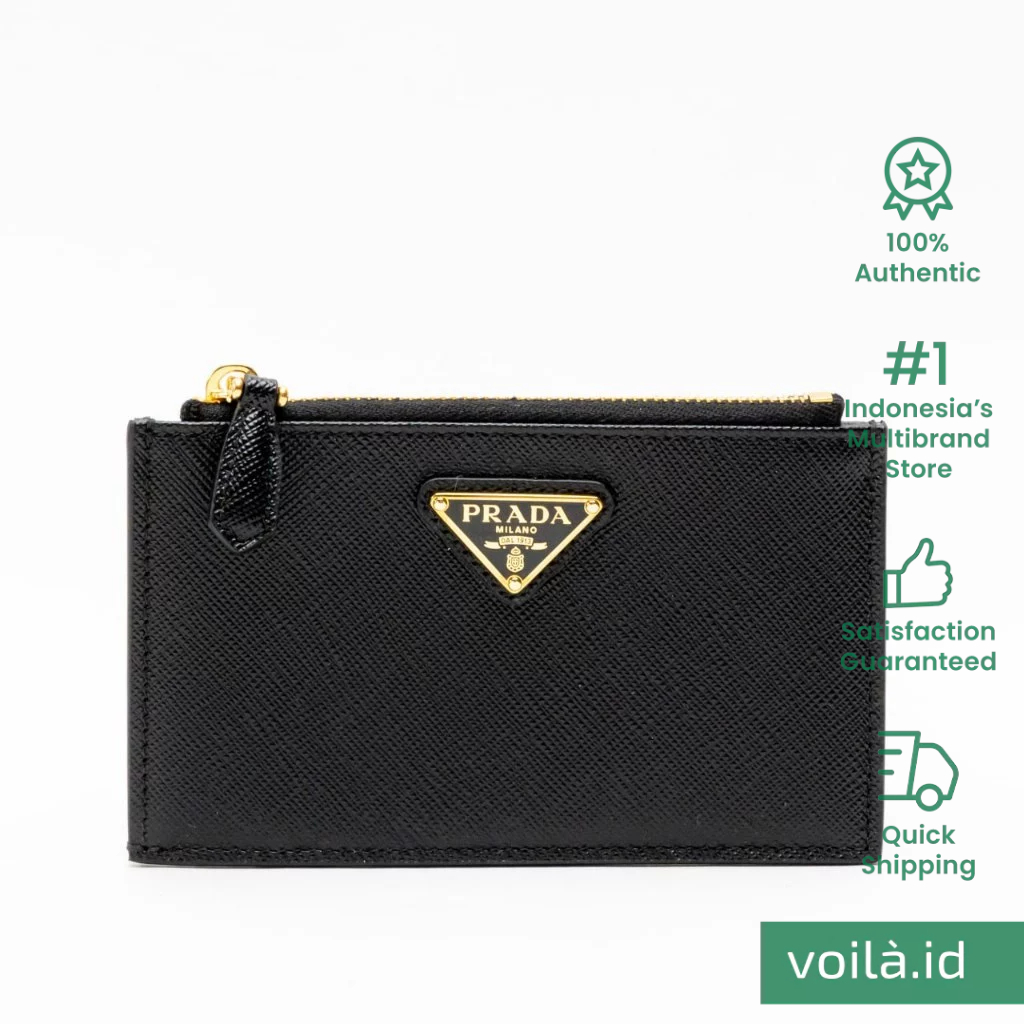 PRADA★Black zip card holder in Saffiano 1MB048QHH PRADA Saffiano Zip Card Holder Black 1597769 | FASHIONPHILE