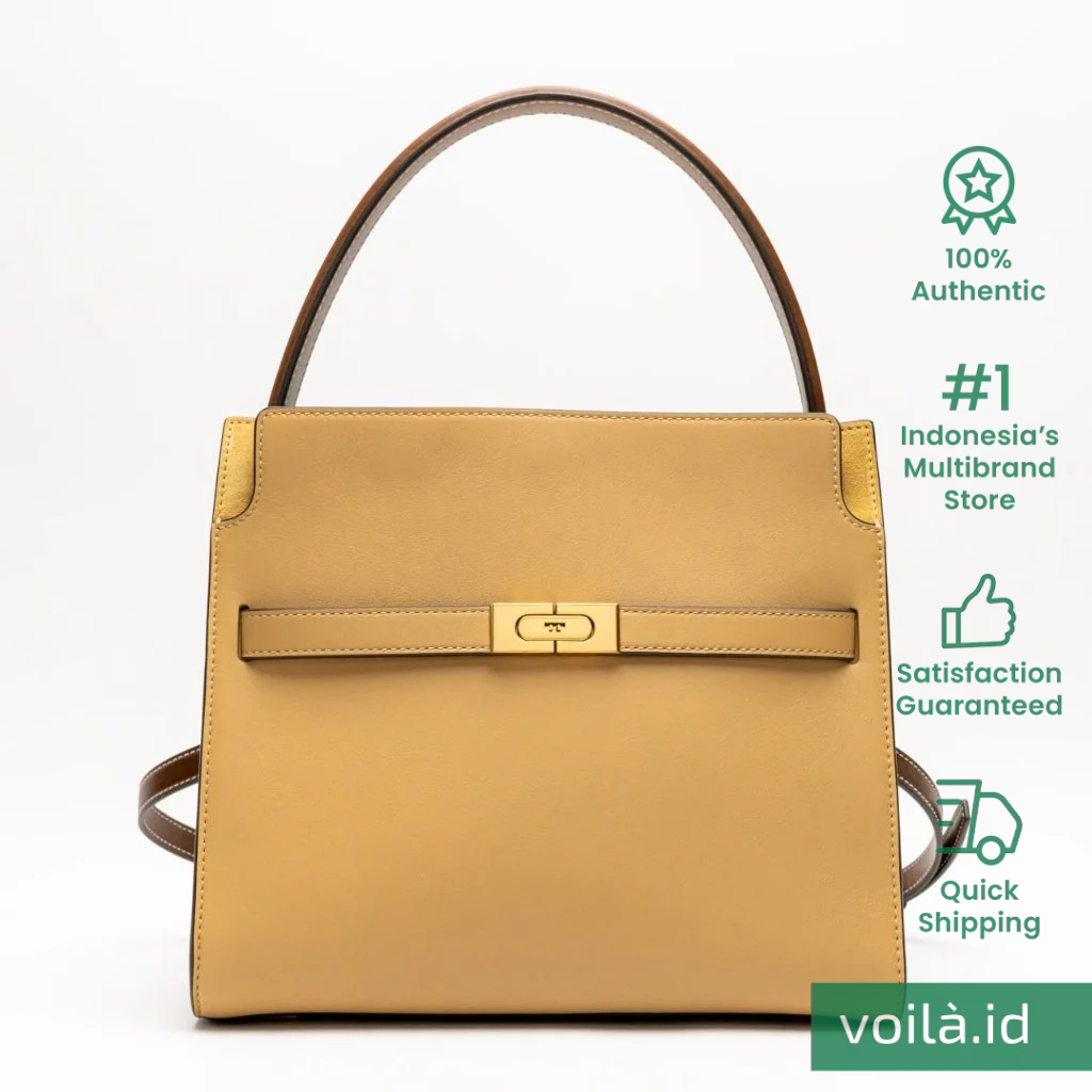 Tory Burch Lee Radziwill Small Double Bag Dark Sand