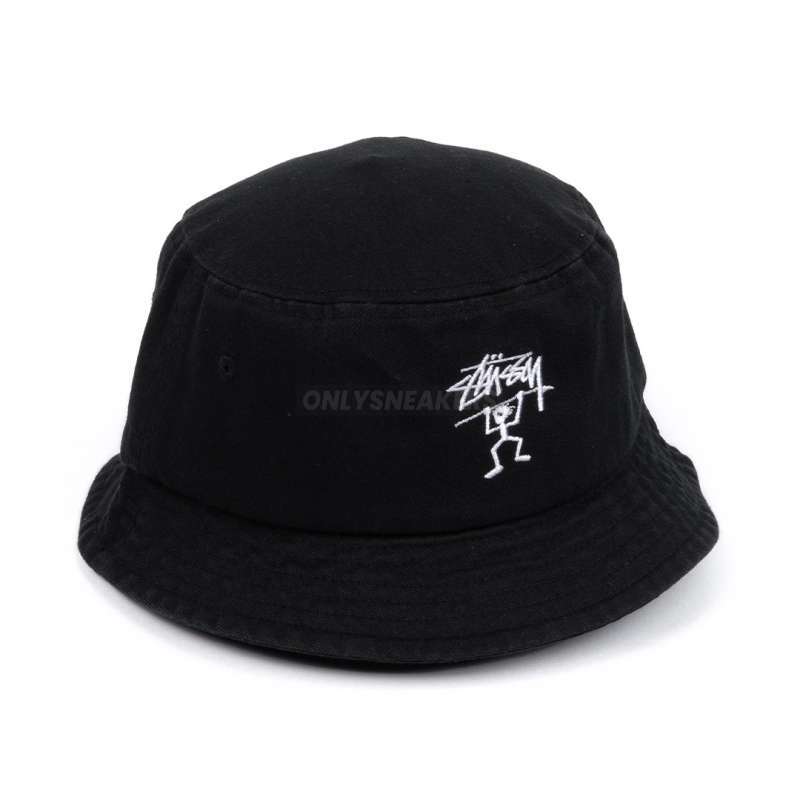 STUSSY WARRIOR MAN BLACK BUCKET HAT (100% AUTHENTIC)