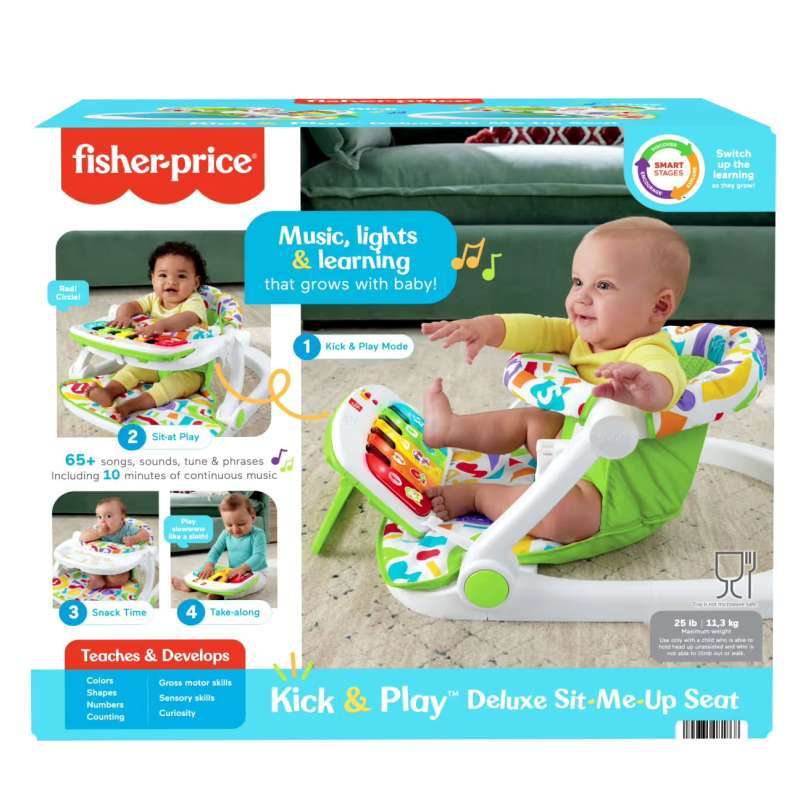 Fisher-Price Kick Play Deluxe Sit-Me-Up Seat Portable Chair Learning  Toy For Baby Toddler Mainan Edukasi Anak Balita HJC34