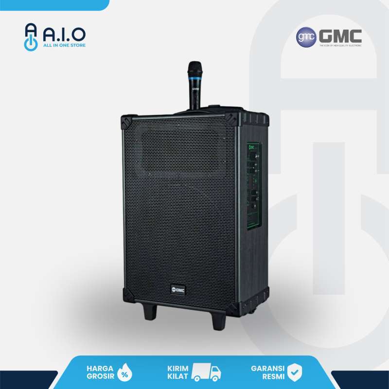 GMC Portable Bluetooth Speaker 883M with FM Radio and Karaoke Feature, Compact 30x30x65 cm, Perfect for TV and Music Lovers at Home