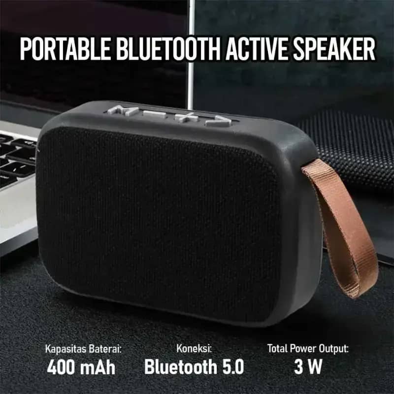 TABLEPRO Speaker Bluetooth Portable Mini dengan Radio FM dan Suara Optimal 3W, Koneksi Bluetooth 5.0 Stabil, serta Baterai Tahan Lama. Ideal untuk Semua Pengguna
