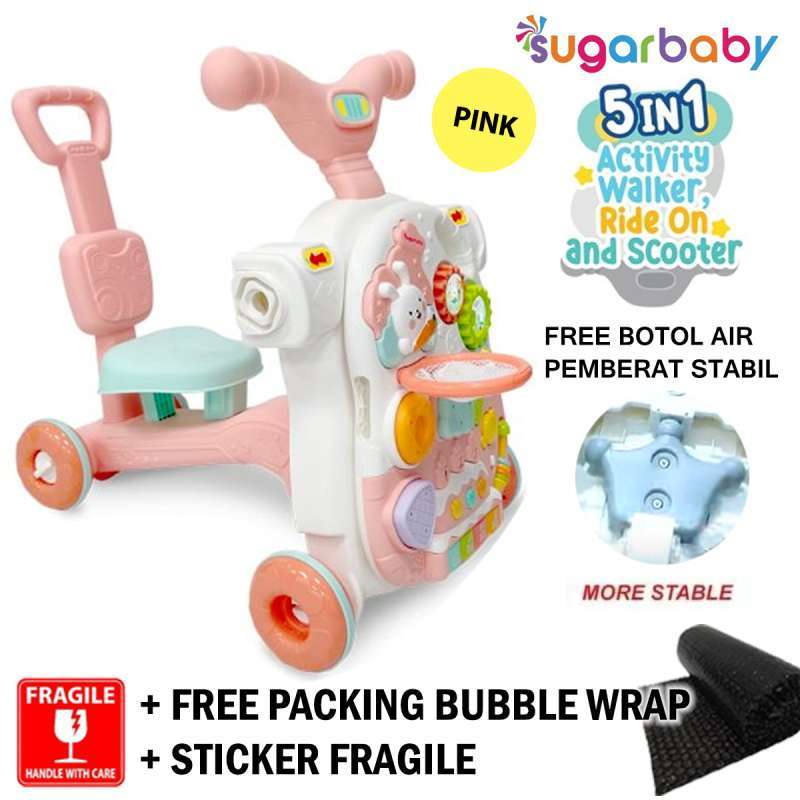 Jual Sugar Baby 5in1 Activity Walker Ride On And Scooter Pink