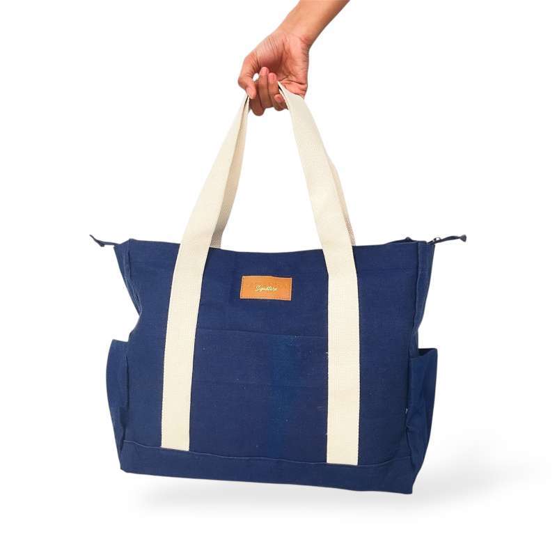 Lezahrasignature Tas Laptop Denim Wanita untuk Ngantor dengan Selipan HP, Mudah Dicuci, dan Higienis. Ukuran Medium Multifungsi untuk Kerja dan Aktivitas Sehari-hari