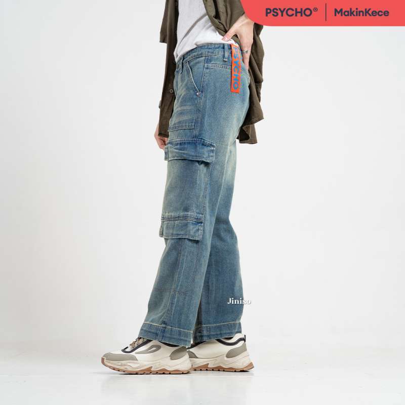 JINISO Highwaist Cargo Loose Jeans Pria 555