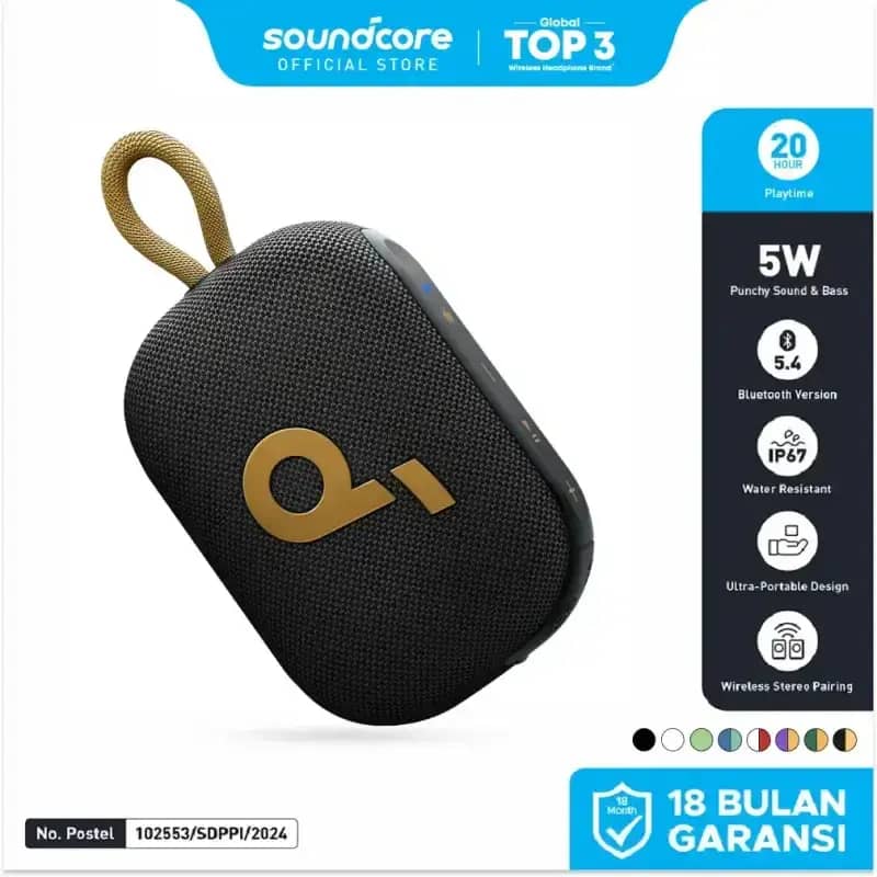 Soundcore by Anker Select Go Wireless Speaker Bluetooth Waterproof  and Dustproof IP67 Portable Speaker Up to 20 Hours of Playtime A31X1