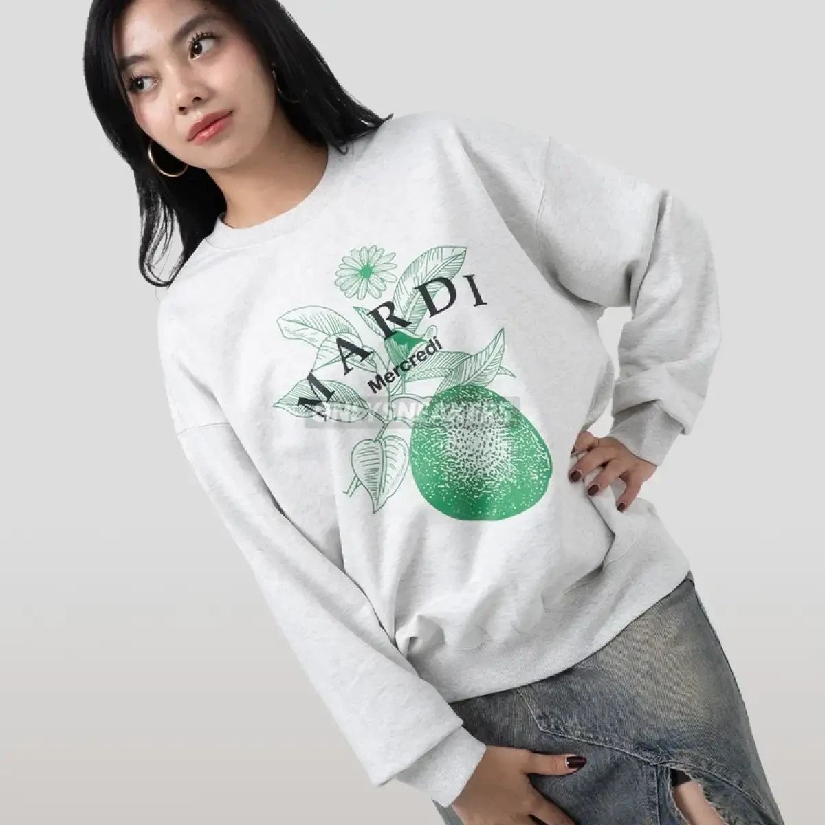 Jual Mardi Mercredi Fruit Green Oatmeal Sweatshirt Di Seller 