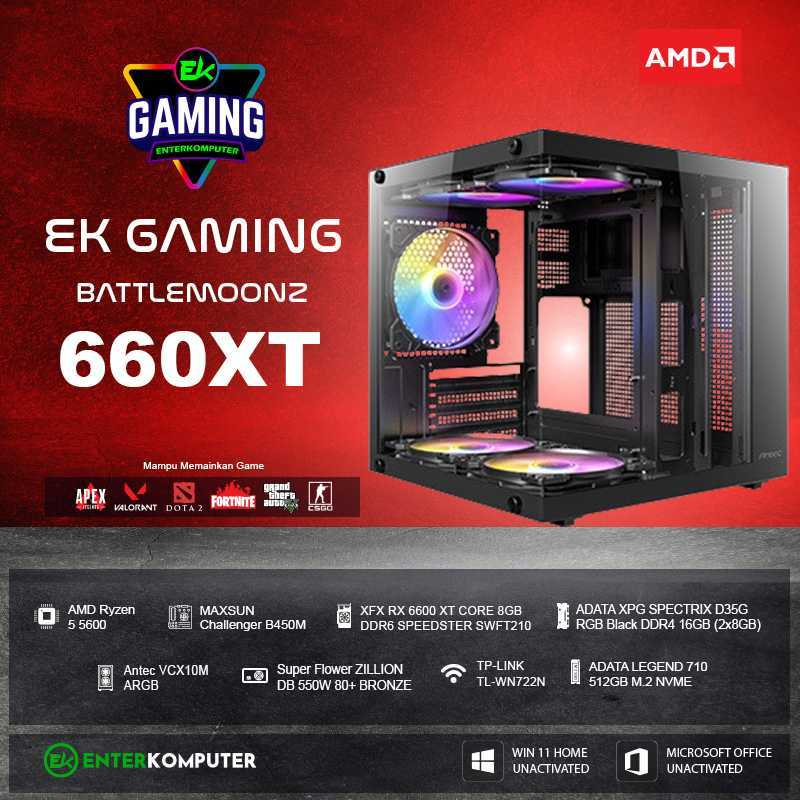 PC Rakitan EK Gaming BattleMoonz 660XT Ryzen RX 6600 XT Enter Komputer