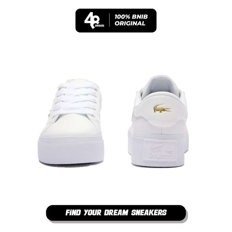 Sepatu Sneakers Wanita Lacoste Ziane Platform Logo Leather White  (47CFA0005216) Original