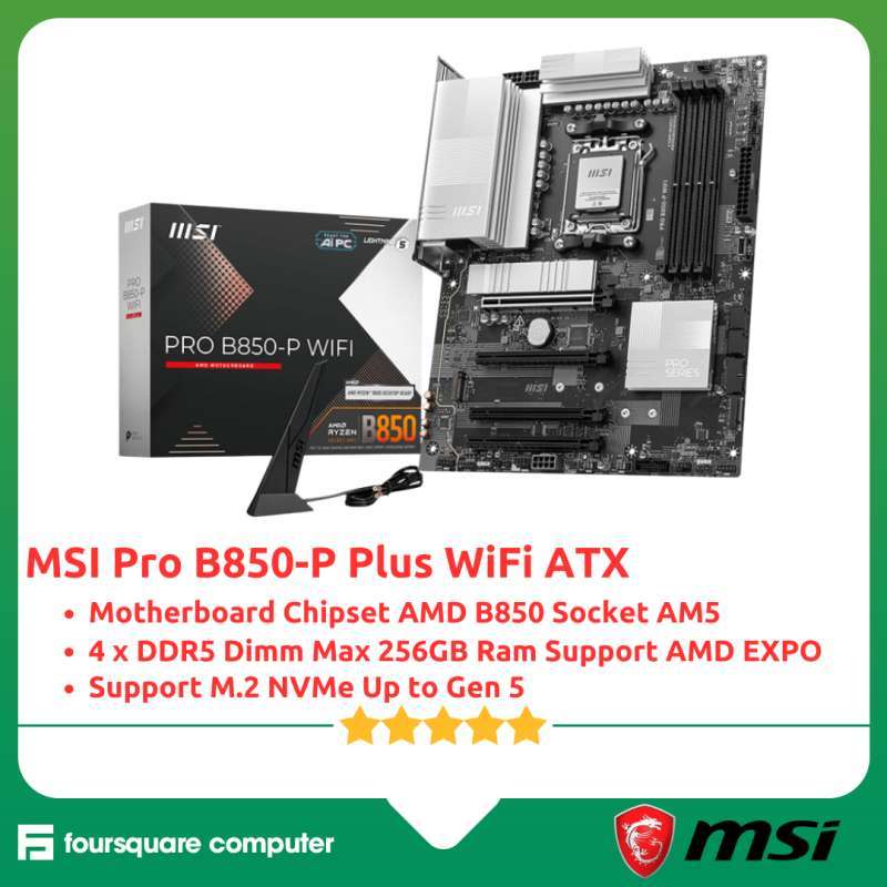 MSI Pro B850-P WiFi Motherboard AMD Ryzen Socket AM5 ATX Resmi