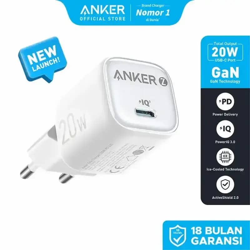 Anker Wall Charger GaN Adaptor USB Type C Lightning MFi Fast Charging PD  for iPhone 17 16 15 14 13 20W 30W Ice-Cooled bundle Kabel-A2698