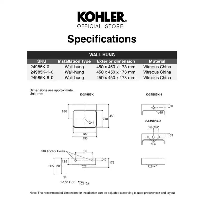 Promo Kohler Forefront Wastafel Gantung Lavatory Wall-hung Putih White ...
