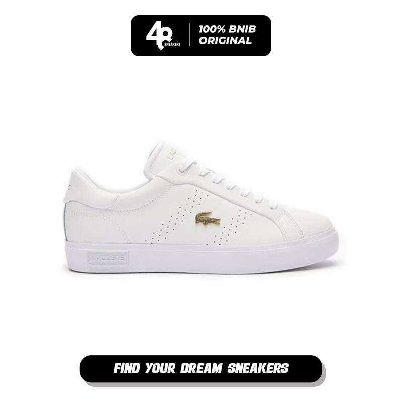 Sepatu Sneakers Wanita Lacoste Powercourt Leather Trainers White  (L4M47SFA0072) Original