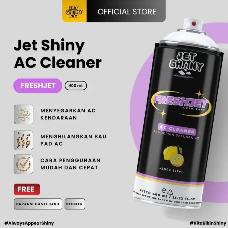 Jet Shiny FreshJet | AC Cleaner Mobil | Refresher - Evaporator - Odor Eliminator - Pengharum Ac Mobil | Foam Pembersih dan Pewangi Ac Mobil