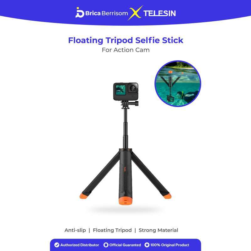 TELESIN Floating Tripod Selfie Stick For Action Cam GoPro Brica B-Pro5  Insta360 DJI Osmo Action Floaty Bobber Buoyancy Monopod Tongsis Apung  Aksesoris