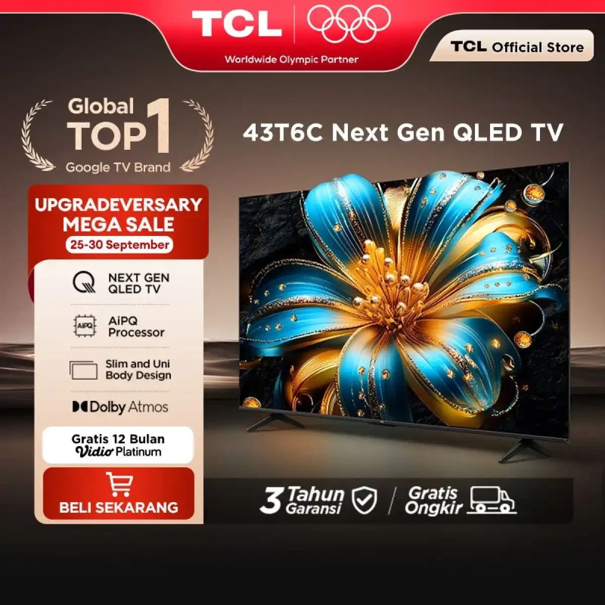 Promo [next Gen Qled] Tcl 43 Inch T6c - 4k Google Tv - Hva Panel