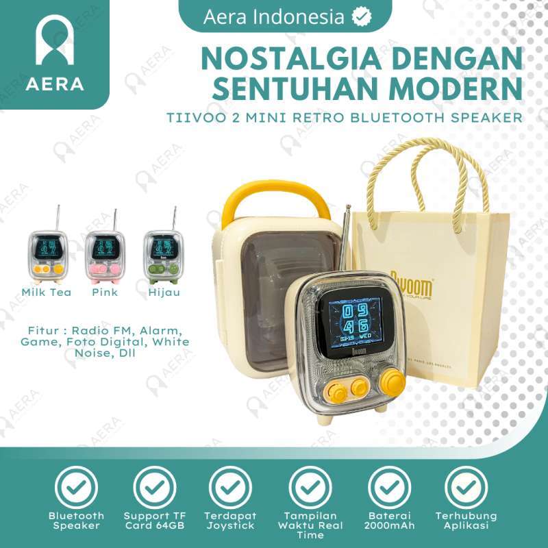 Divoom Tiivoo 2 Bluetooth Speaker dengan Desain Retro TV dan Joystick Klasik, Suara Jernih dan Bass Penuh dalam Ukuran Mini, Ideal untuk Penggemar Musik dan Perjalanan