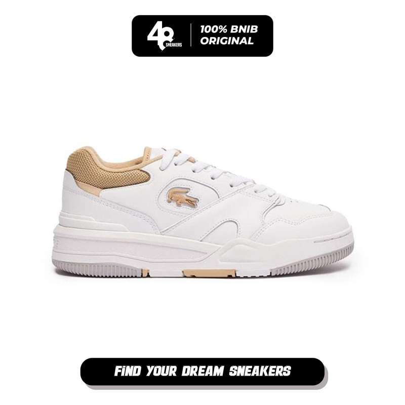 Sepatu Wanita Lacoste Lineshot Contrasted Collar Leather Trainers White  (L4M47SFA0057) Original