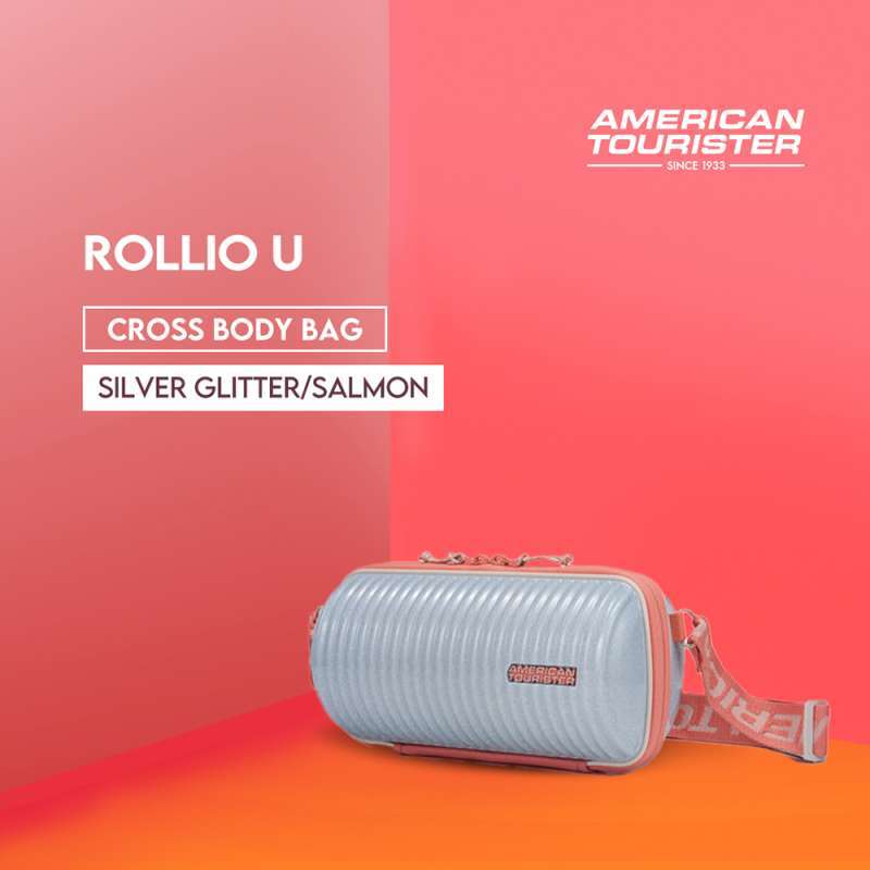 Promo American Tourister Rollio U Cross Body Bag Silver Glitter