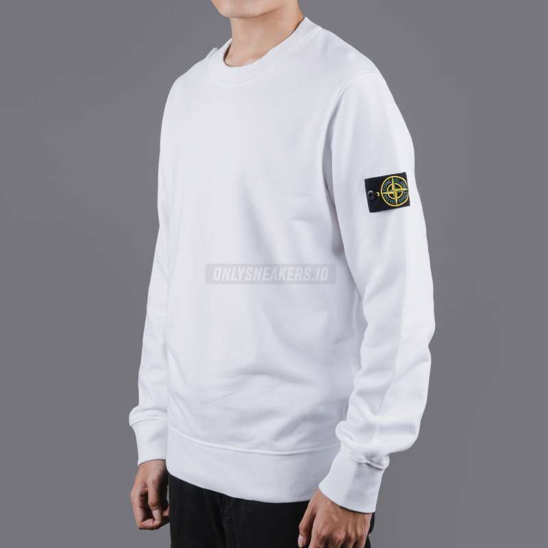 Jual Stone Island Crewneck Sweatshirt With Ribbing White Di Seller