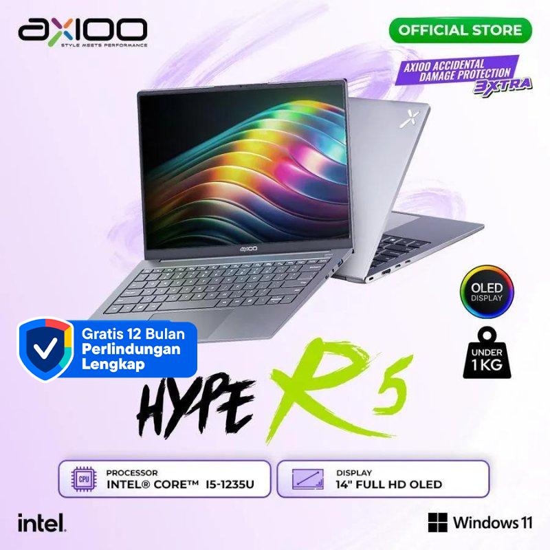 Axioo MyBook Hype-R 5 OLED Notebook in Grey, Featuring Intel i5-1235U, 24GB RAM, 512GB SSD, and Vibrant 14 FHD OLED Display for Professionals and Creatives