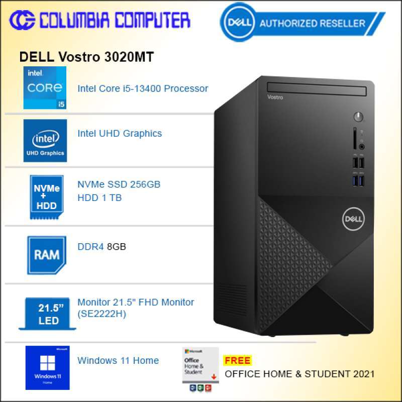 DELL Vostro 3020MT i5-13400 8GB 256GB-SSD 1TB-HDD Win11 OHS 2021  monitor LED