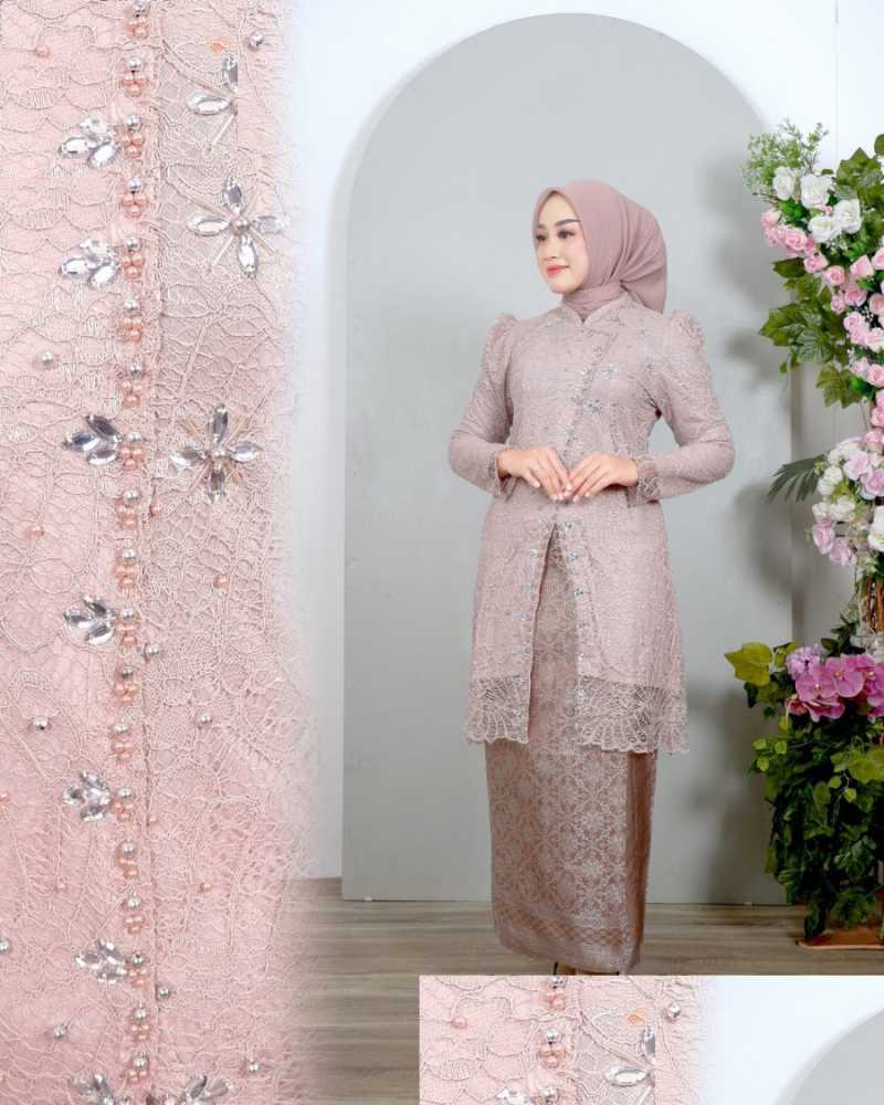 Set kebaya LUNA Tunik baju brokat pesta modern atasan baju brukat kondangan  modis cantik