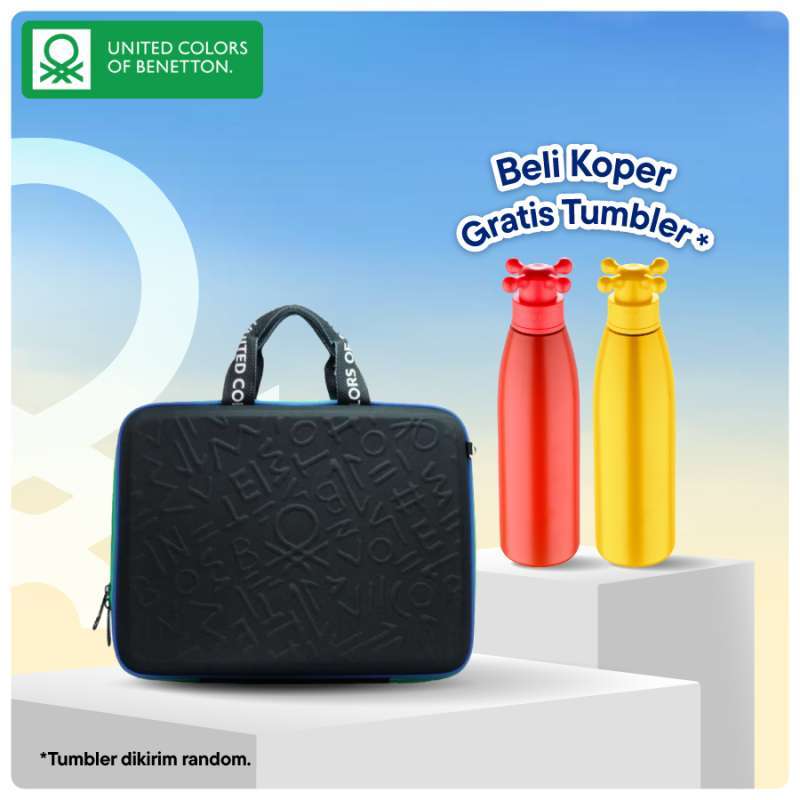 United Colors of Benetton Tas Laptop EVA 17 Hitam untuk Segala Kalangan dengan Desain Unik dan Tahan Lama, Termasuk Tumbler Gratis 500mL, Ideal untuk Perjalanan