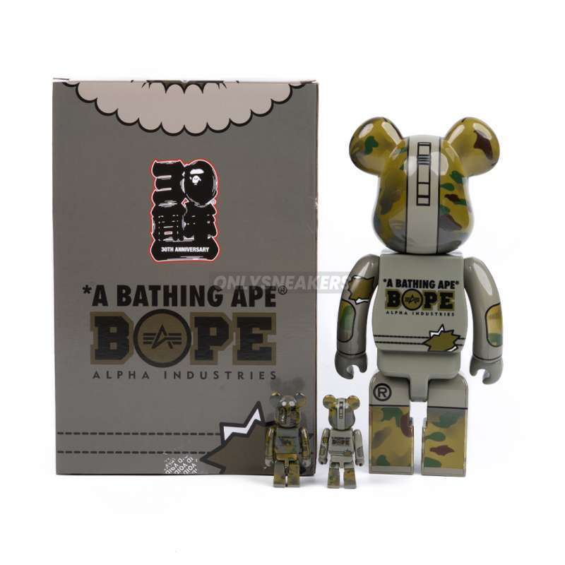 Jual Bearbrick Bape (r) X Alpha Camo Shark Industries 100% & 400