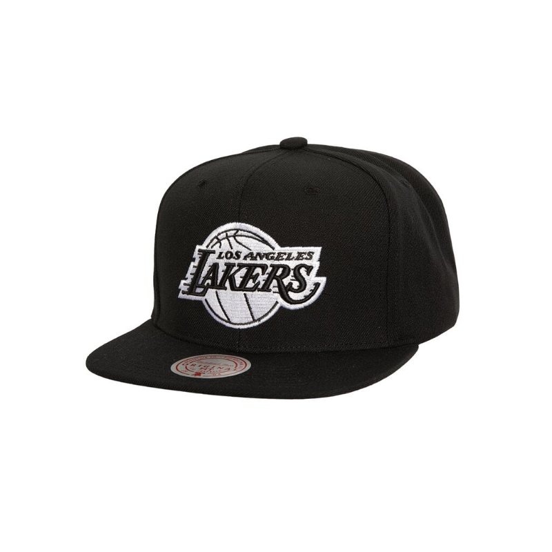 Mitchell Ness Nba Evergreen Black White Snapback Lakers Topi Basket  Unisex [HS8547-LALBLCK