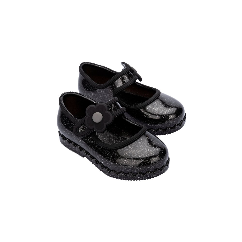 Mini Melissa FW25 Hip Ballerina Bb Glitter Black Sepatu Anak Perempuan  (36261BN5470)