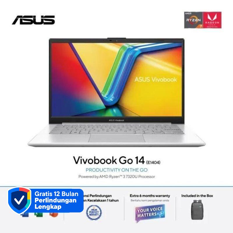 ASUS Vivobook Go 14 dengan AMD Ryzen 3, Grafis Radeon, Layar 14 FHD, dan SSD 512GB. Optimal untuk aktivitas harian dengan desain compact dan ringan