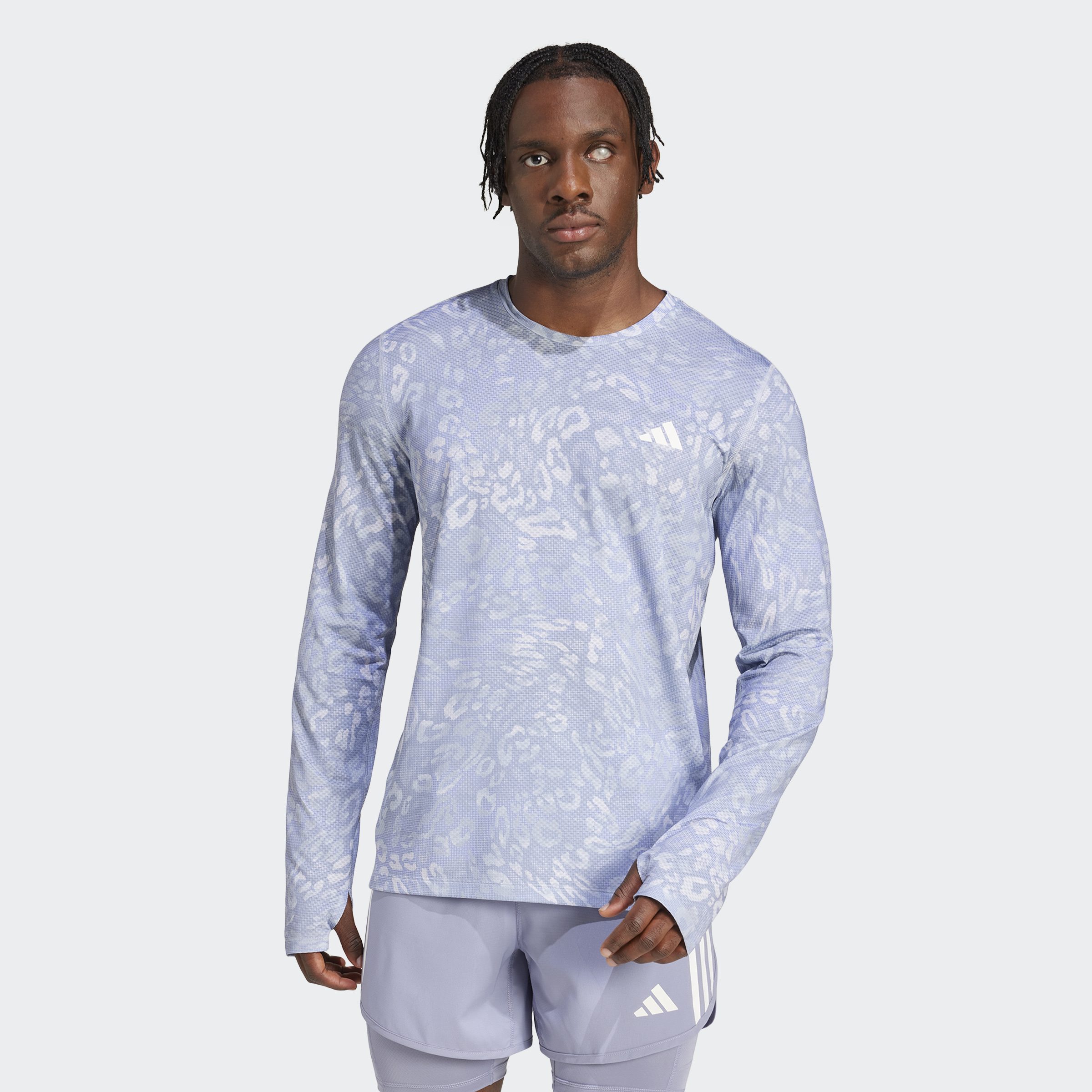adidas Men T-Shirt Own The Run Climacool 3-Stripes Long Sleeve Baju Lari  Pria [JD7770]