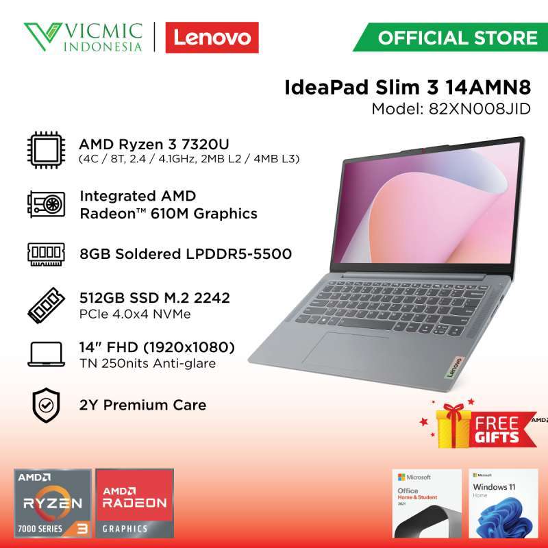 Jual Lenovo Ideapad 14amn8 8jid [amd R3-7320u/ 8gb/ 512gb/ 14