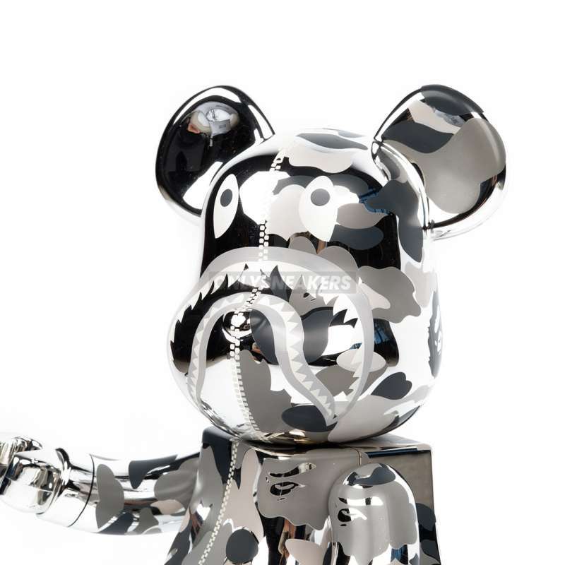 Jual Bearbrick X Bape Camo Shark Silver 100% & 400% Di Seller