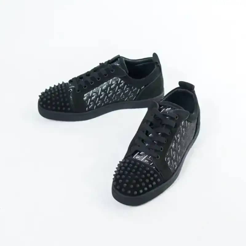 Sepatu CL CHRISTIAN LOUBOUTIN LOUIS JUNIOR SPIKE PATTERN BLACK SNEAKER 100%  ORIGINAL