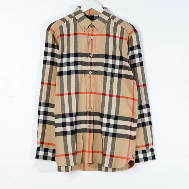 Promo Kemeja Burberry Castland Check Archive Beige Long Shirt 100