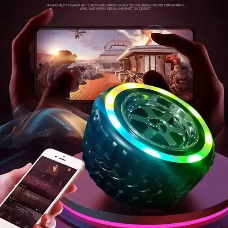 GEVBAY Bluetooth Speaker Portable Mini Car Wheel dengan Suara 360° dan Koneksi Nirkabel Stabil. Ideal untuk Penikmat Musik di Rumah atau saat Bepergian