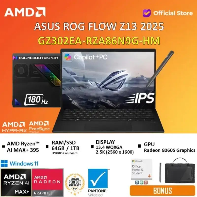 PC Portable Gaming ASUS ROG Flow Z13 - 13.4" 2.5K 180Hz, Ryzen AI Max 395, 32 Go RAM, 1 To SSD, AZERTY