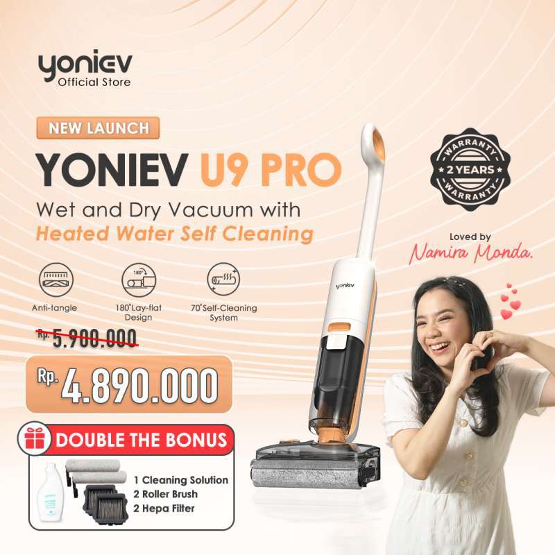 Yoniev U9 Pro Vacuum Cleaner Wet Dry Cordless Vacuum Cleaner and Floor  Washer Penyedot Debu