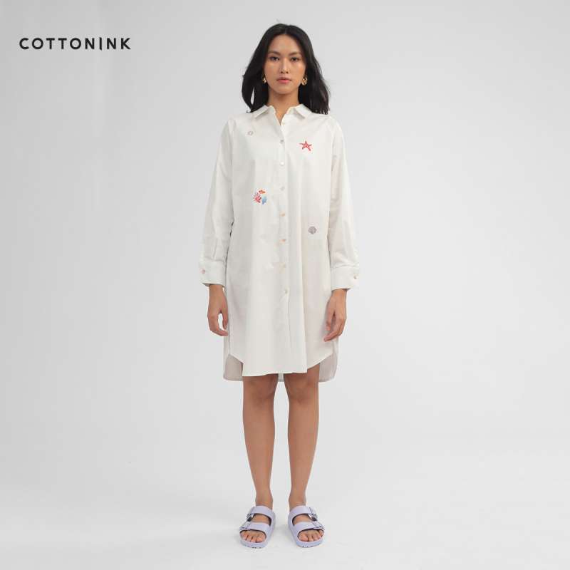 MARINE SERRE SS25 White cotton dress (WDR278BUWOV0007 WH10)