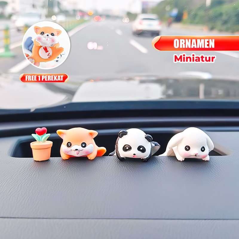 Miniatur Karakter Hewan Lucu dan Tahan Lama, Ukuran Pas dengan 6 Pilihan untuk Hiasan Mobil atau Meja Kantor Anda