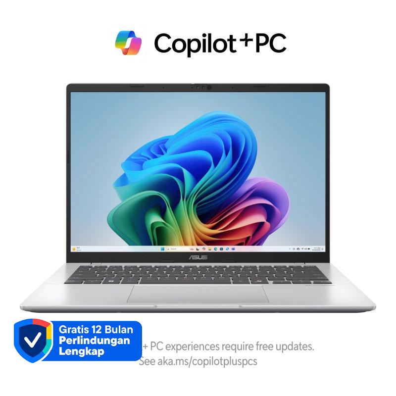 ASUS Vivobook 14 dengan RAM 16GB dan Ryzen AI 5, Layar 14 WUXGA, SSD 512GB, untuk Multitasking Sehari-hari dan Hiburan dengan Desain Ringkas