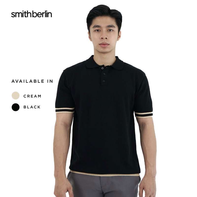 Smith Berlin Polo Pria Lengan Pendek Kevan Knit Slim Fit Motif Polos  Premium Polo Rajut
