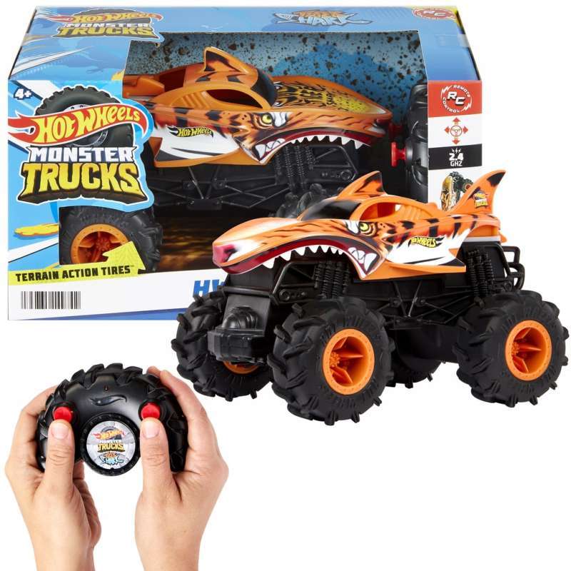 Hot Wheels Monster Trucks 1:24 Scale HW TIGER SHARK RC Remote Control  Vehicle HNV03