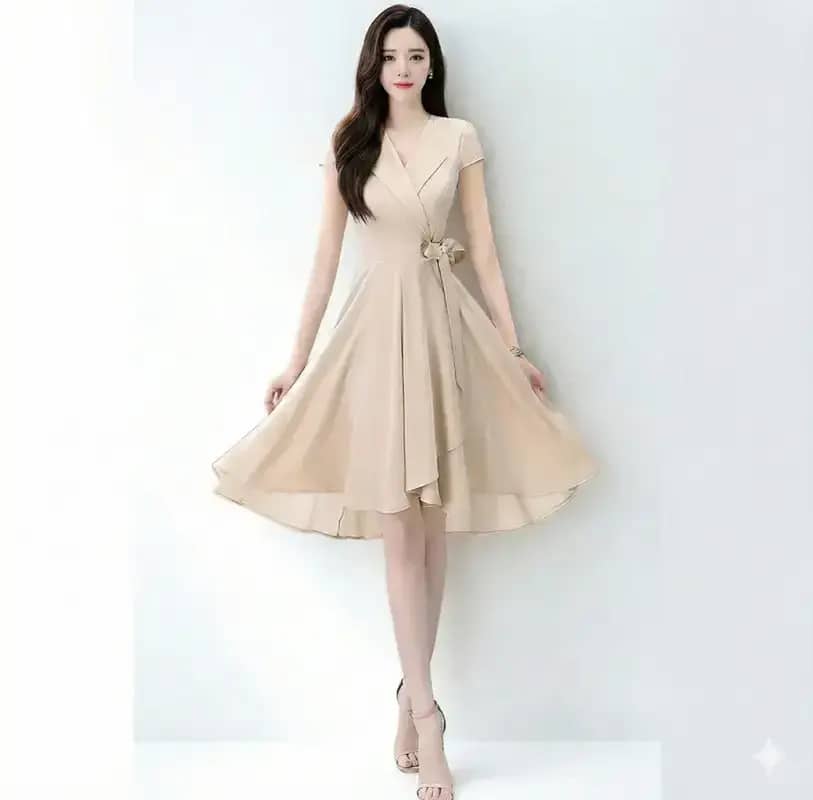 Midi Dress lengan pendek Wanita Gaya Korea Model terbaru - Jfashion saeron Midi Dress lengan pendek Wanita Gaya Korea Model terbaru - Jfashion saeron